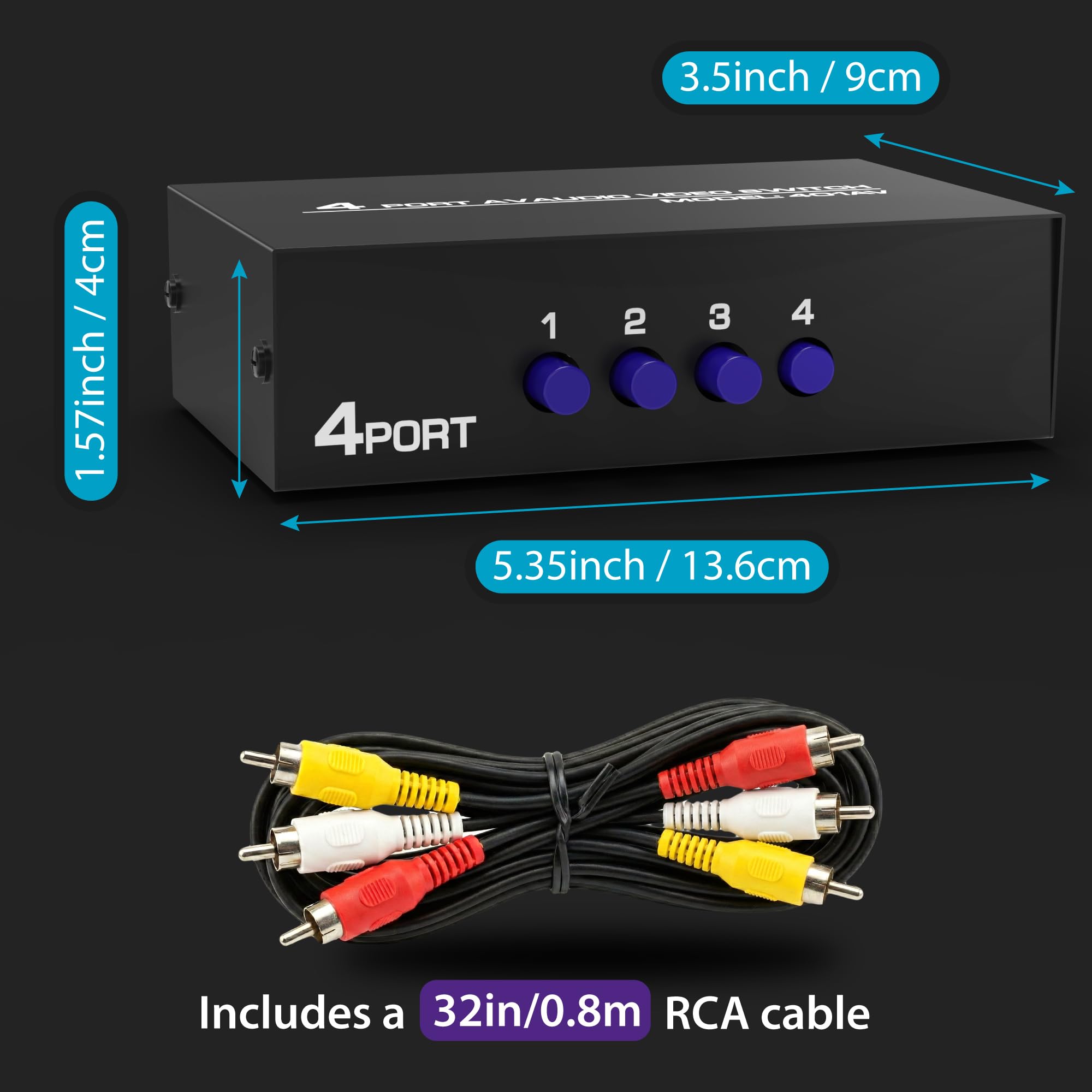 Amazon | Fosmon 4分配 RCAスプリッター 兼 AVセレクター — 4入力